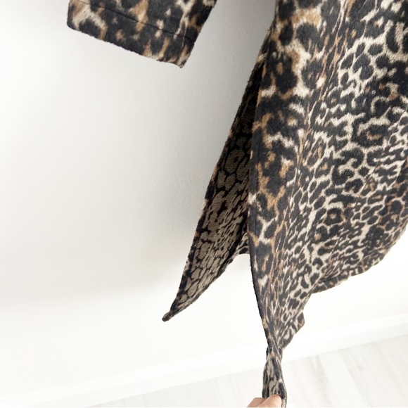 Leith Nordstrom Leopard Print Wool Blend Longline Light Coat Size XS - Picture 5 of 8